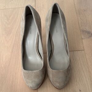 Pour La Victoire Women's Beige Suede Heels